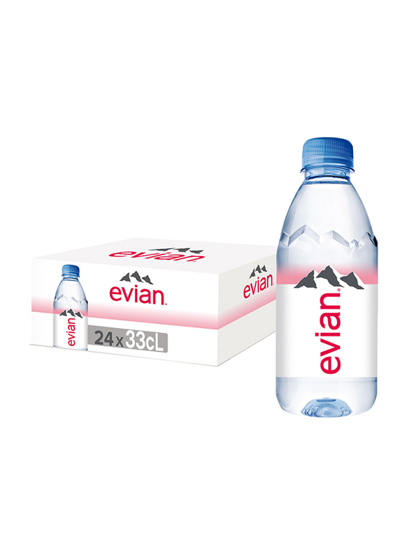 Evian Natural Mineral Water, 24 Bottles x 330ml