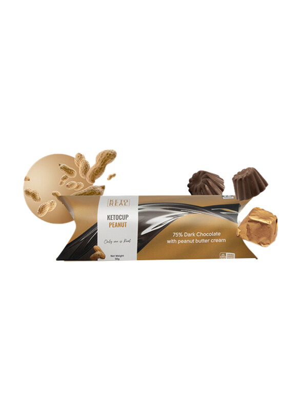 

Keto Real Ketocup Peanut Sugar Free 75% Dark Chocolate with Peanut Butter Cream, 50g