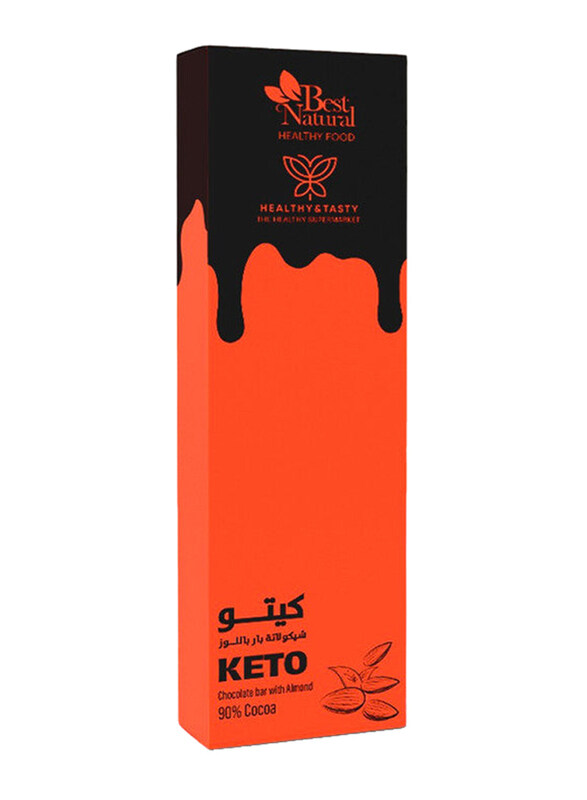 

Healthy & Tasty Almond Keto Chocolate Bar with 90% Cocoa No Added Sugar, 40g