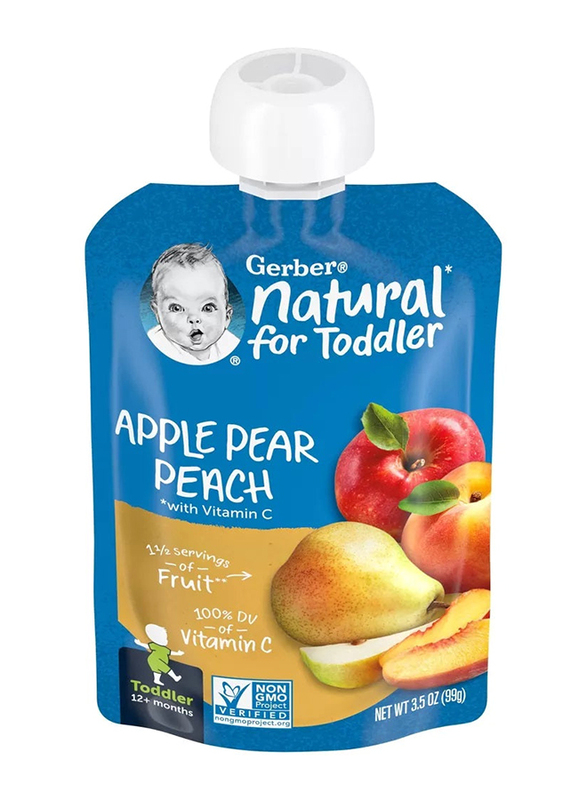 Gerber Toddler Apple Pear Peach, 12+ Months, 99g