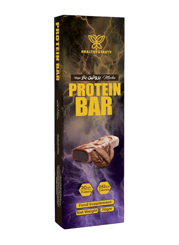 

Healthy & Tasty Soy Protein Free Non-GMO Food Supplement Protein Bar, 20g Protein, 242 kcal, 12 x 70g, Mocha