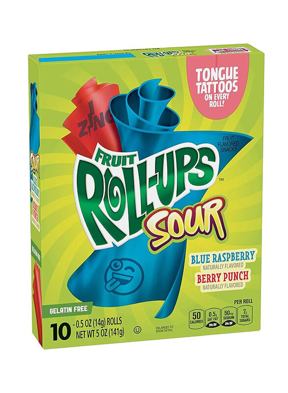 

Betty Crocker Fruit Roll-Ups, Sour Blue Raspberry Fruit Flavored Snacks, Sour Berry Punch Fruit Flavored, 5oz