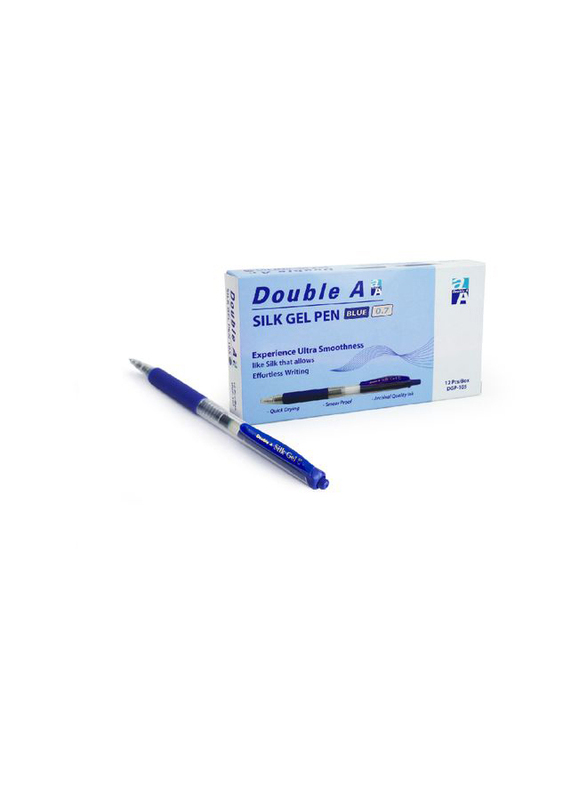 Double A 12-Piece Silk Gel Pen Set, 0.7mm, DGP-107, Blue
