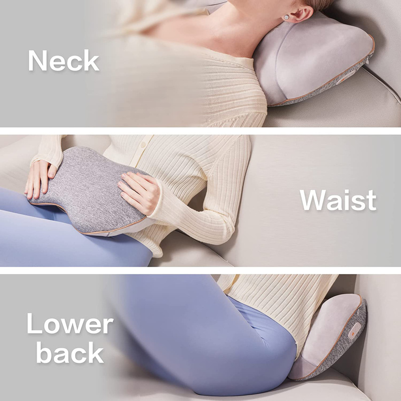 Rotai Aront Lumbar Back Neck Support Kneading Massager Pillow, Grey