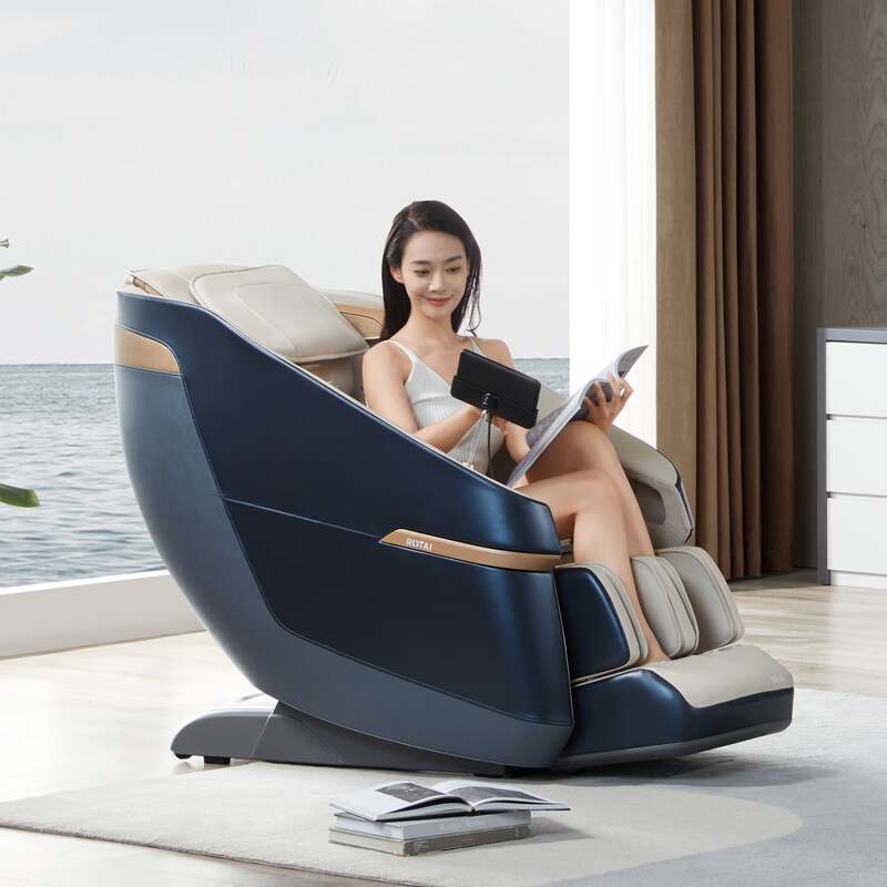 Rotai Jimny 2-in-1 rocking massage chair in a calming blue, designed with 22 auto wellness massage programs specifically catering to mothers. Royal Blue