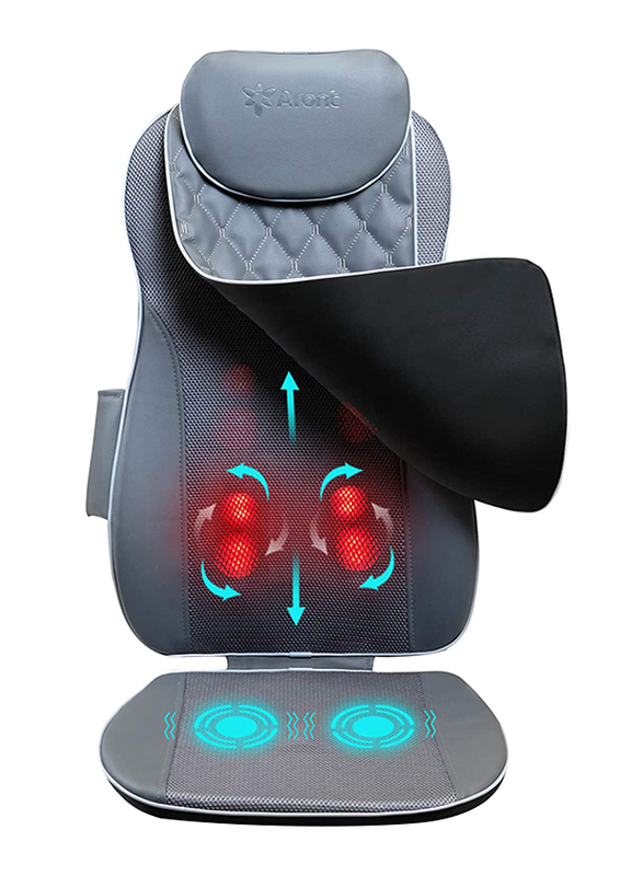 Aront Shiatsu Massage Seat Cushion with Heat Pad, Grey