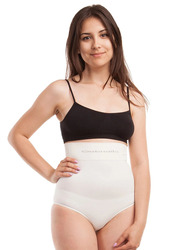 Mums & Bumps Gabrialla Seamless Milk-Fiber Body Shaping High Waist Briefs, Ivory, Small