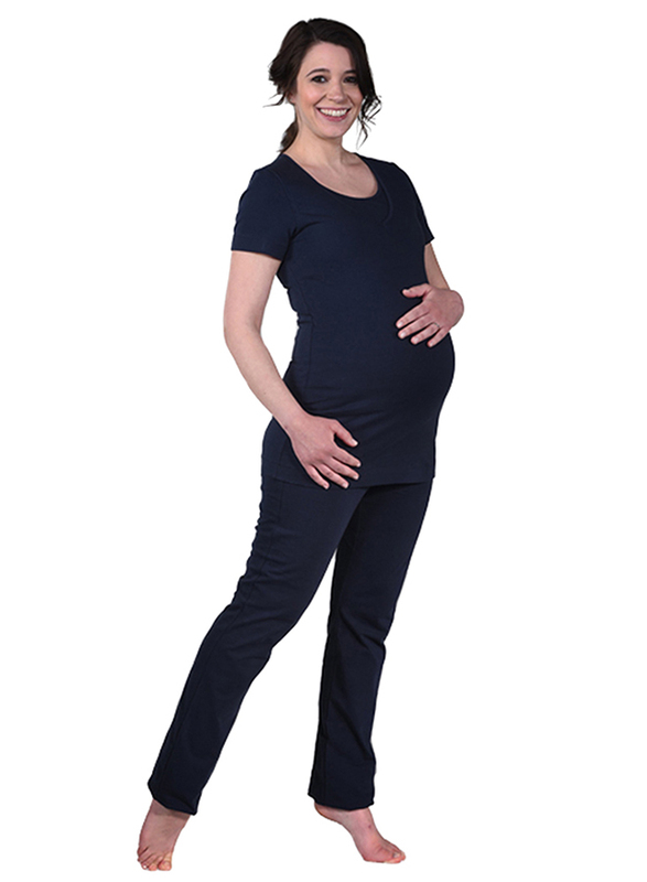 Mums & Bumps Mamsy Maternity 2-Piece Pyjama Set for Women, Extra Large, Navy Blue