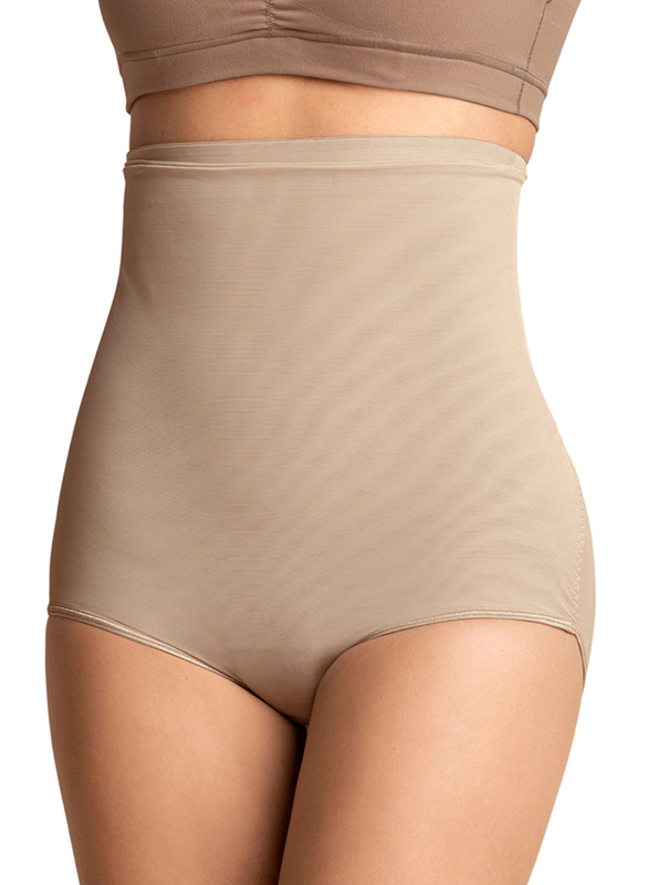 Mums & Bumps Leonisa High-Waisted Postpartum Panty with Adjustable Belly Wrap for Natural or C-Section Birth, Nude Beige, Medium