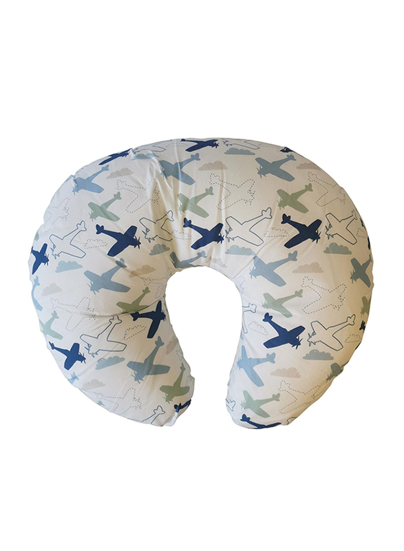Mums & Bumps Blue Planes Dreamgenii Nursing Breastfeeding Pillow, White
