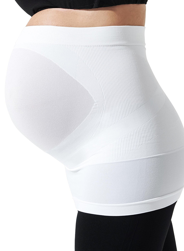 Mums & Bumps Blanqi Maternity Built-in Support Bellyband, White, Small/Medium