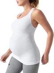 Mums & Bumps Blanqi Sport-Support Maternity Crossback Tank for Women, Medium, White