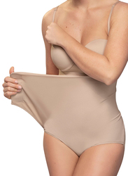 Mums & Bumps Leonisa High-Waisted Postpartum Panty with Adjustable Belly Wrap for Natural or C-Section Birth, Nude Beige, Medium