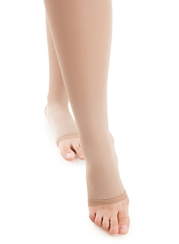 Mums & Bumps Gabrialla Strong Compression Microfiber Open Toe Thigh Highs, Beige, Large