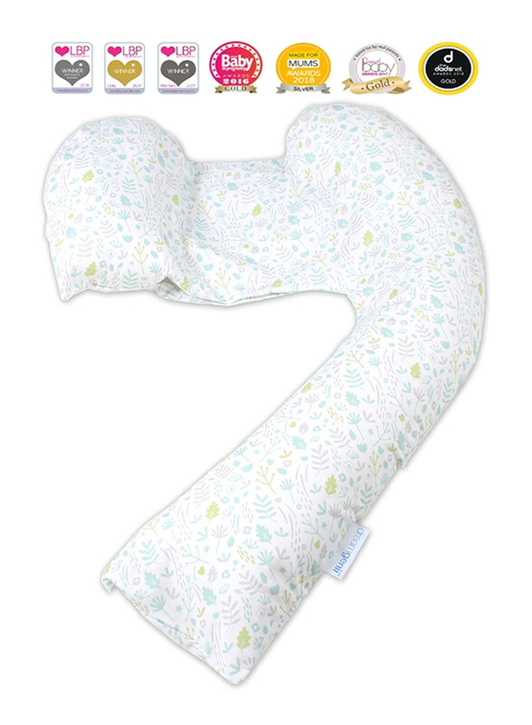 

Mums & Bumps Dreamgenii Leaf Printed Pregnancy, Support & Feeding Pillow, Nature Grey/Green