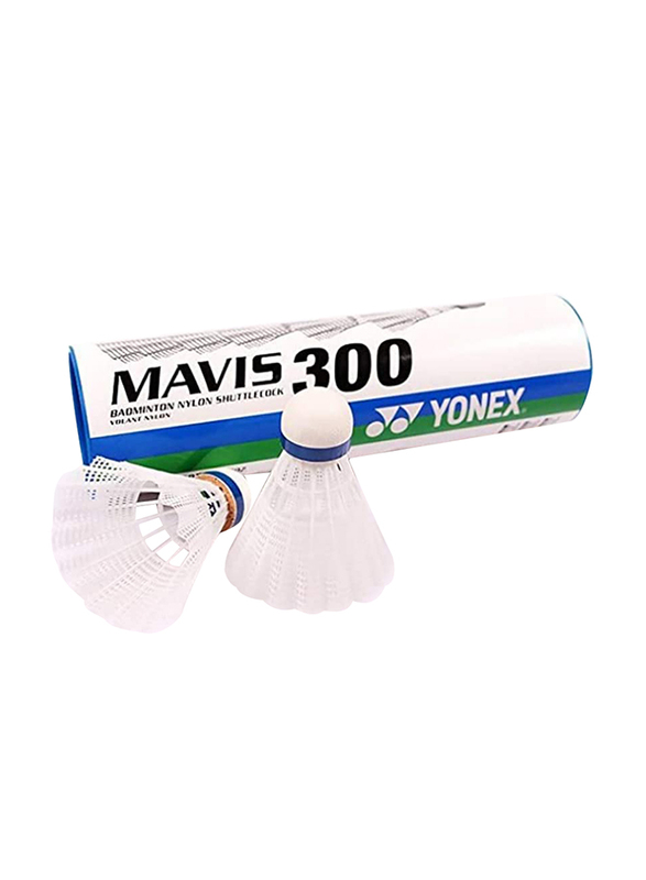 Yonex Mavis 300 Medium Beat Nylon Shuttlecocks, 6 Pieces, White