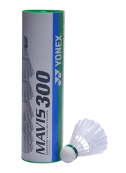 Yonex Mavis 300 Slow Beat Nylon Shuttlecocks, 6 Pieces, White/Green