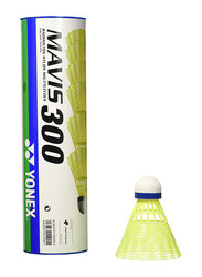 Yonex Mavis 300 Medium Beat Nylon Shuttlecocks, 6 Pieces, Yellow/White