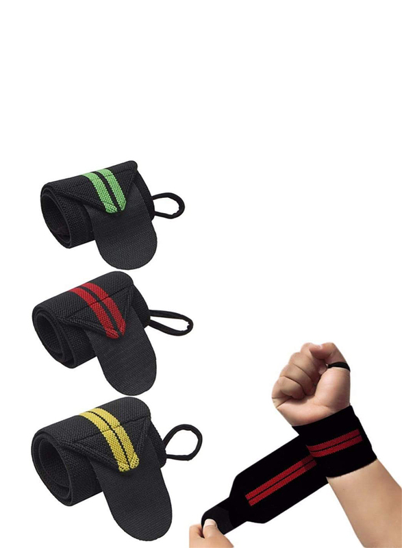 Weight Lifting Sports Gym Fitness Wristband, Black/Red