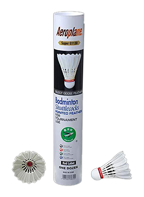 

Aeroplane Badminton Feather Shuttlecock, SG1130, 12 Piece, Red