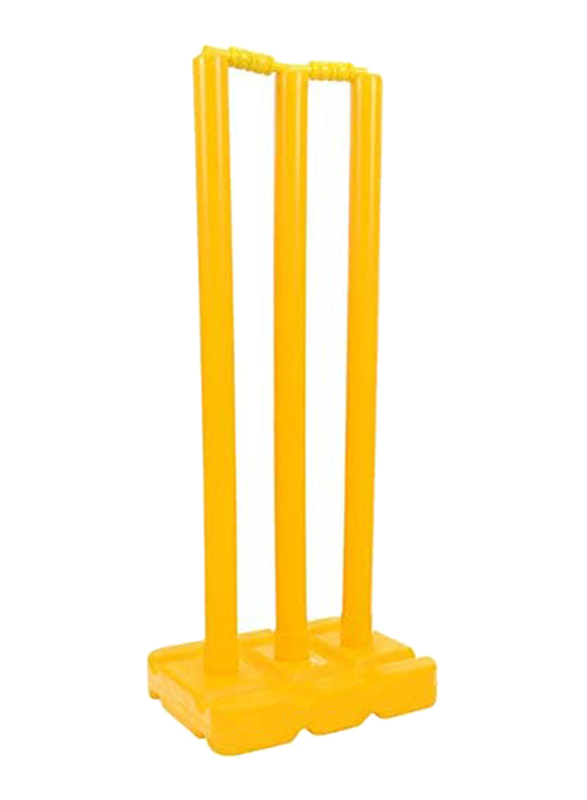 Cricket Plastic Stumps With Base And Bails, Yellow