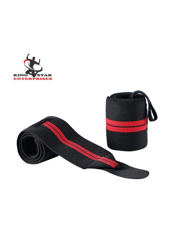 Weight Lifting Sports Gym Fitness Wristband, Black/Red