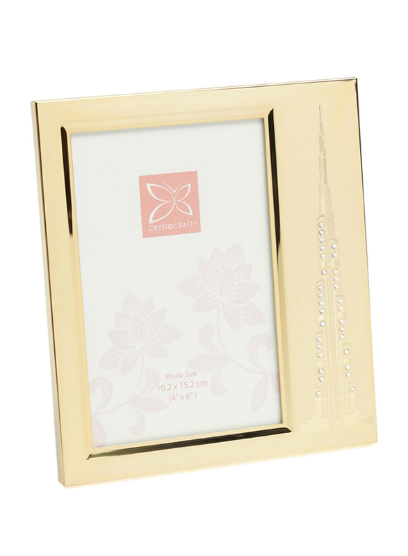 Crystocraft Gold Plated Photo Frame with Burj Design, 4 x 6-inch, BA540, Gold