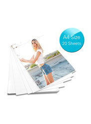 Glossy Photo Paper Sheets, 20-Sheets, A4 Size, White