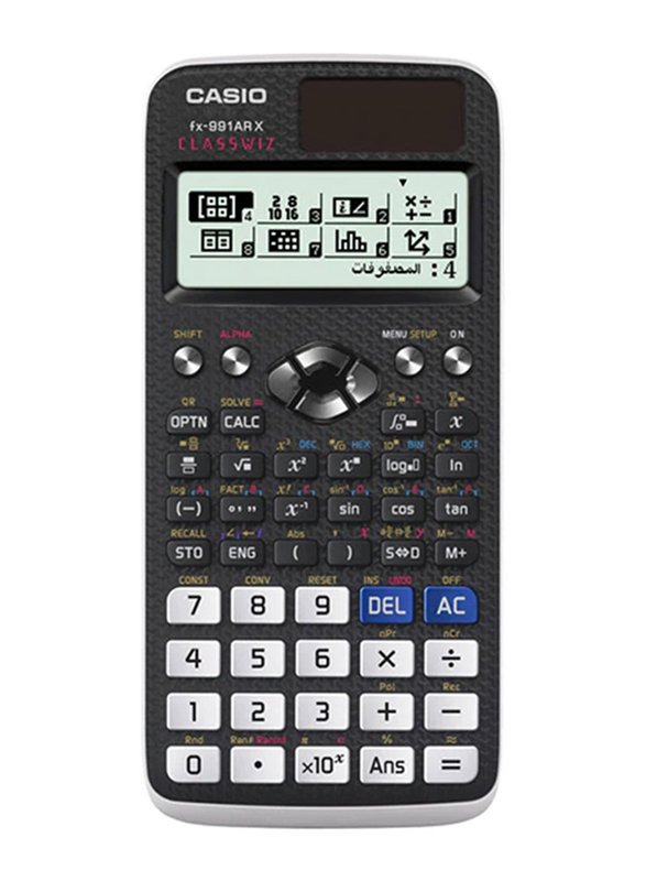 Casio 12-Digit Scientific Calculator, Black/White/Blue