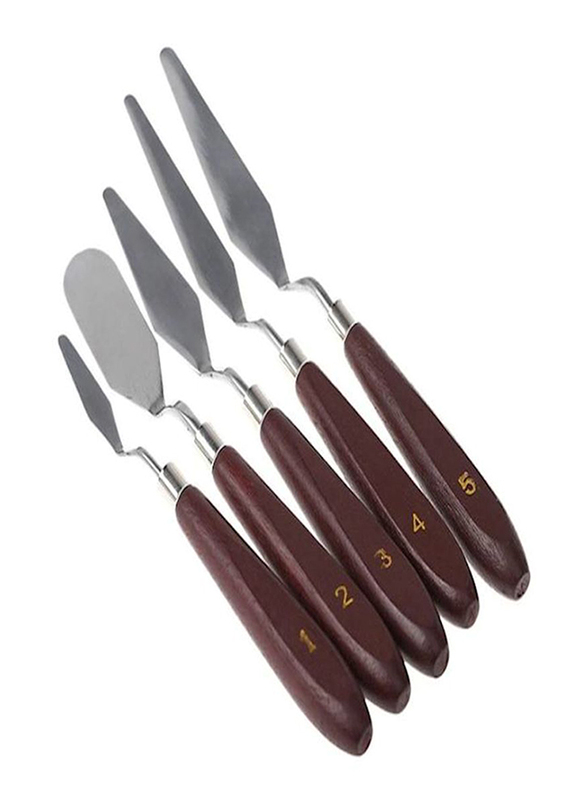Palette Knife Mixed Scraper Set, 5-Pieces, Brown/Silver