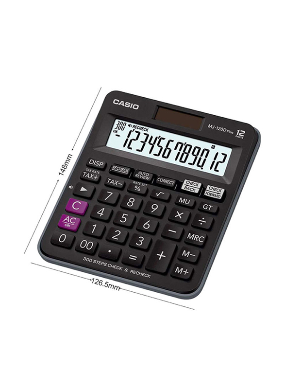Casio MJ-120D Plus-BK 12-Digit Financial and Business Calculator, Black