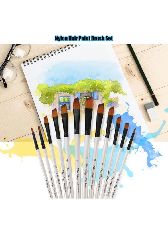 Professional Paint Brush Set, 12-Pieces, Pearl White