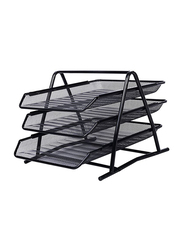 Metal Three Tier Stationery Tray, 35 x 29.5 x 25cm, Black