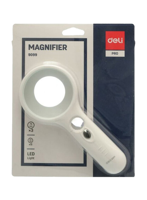 

Deli 9099 Magnifying Glass With LED Light, 75mm, White