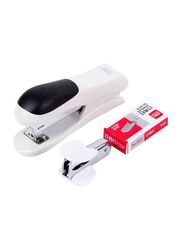 Deli Office Series Stapler with Remover & Pin, White/Black