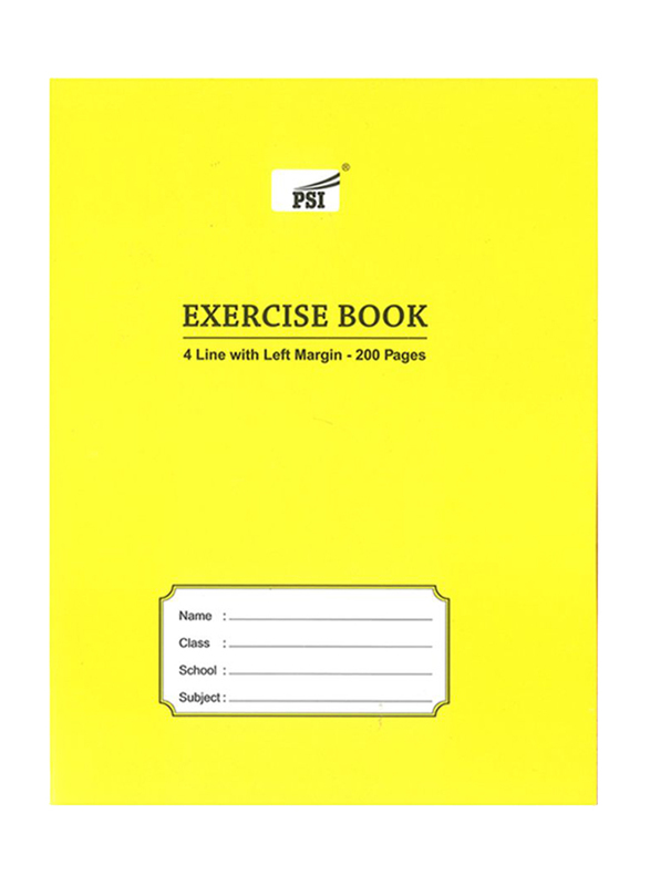 PSI 4-Lined Exercise Notebook, 200 Pages, A5 Size, Yellow