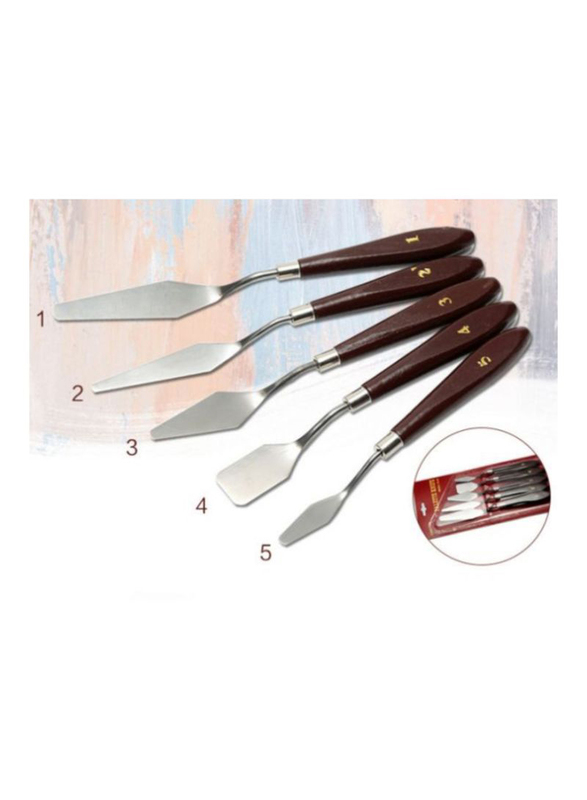 Palette Scraper Knife Set, 5-Pieces, Brown/Silver