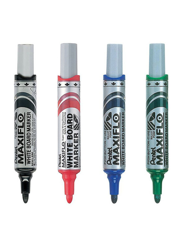

Pentel 4-Piece MaxiFlo Bullet Point Whiteboard Marker Set, Multicolor