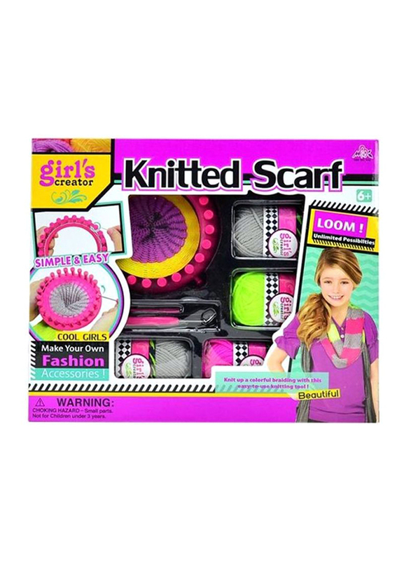 Girl's Creator Knitted Scarf Maker Set, Pink/Grey/Green