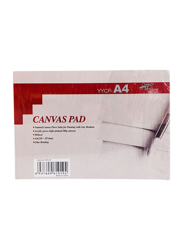 Art Max A4 Canvas Pad, 210 x 297mm, White/Red