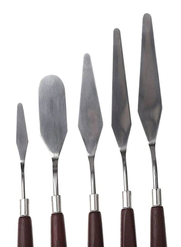 Palette Knife Mixed Scraper Set, 5-Pieces, Brown/Silver