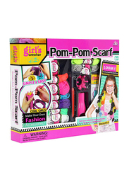 Girl's Creator Pom Pom Scarf Knitting Set, Pink/Blue/Grey