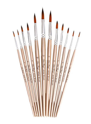 Zhu Ting Round Pointed Tip Paint Brush Set, 12 Pieces, Rose Gold/Silver