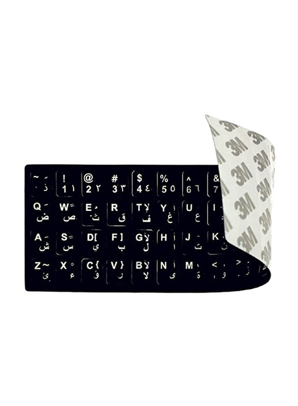 2-Piece 3M Adhesive Waterproof English Arabic Keyboard Layout Sticker, Black