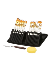 Multipurpose Paint Brush Set with Storage Case and Palette Knife, 16-Pieces, Pearl White