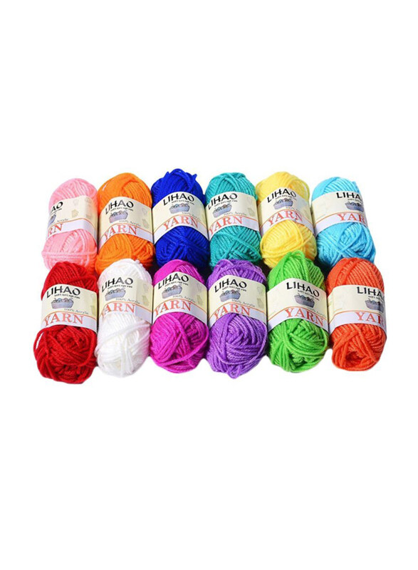 

Lihao Acrylic Keins Knitting Crochet Craft Mini Yarn Set, 12-Pieces, 11.5 x 9.3 x 1.6 inch, Multicolor