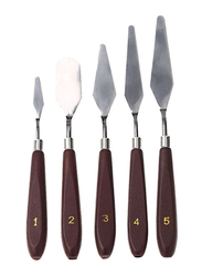 Stainless Steel Knife Set, 5 Pieces, 22cm, Silver/Brown
