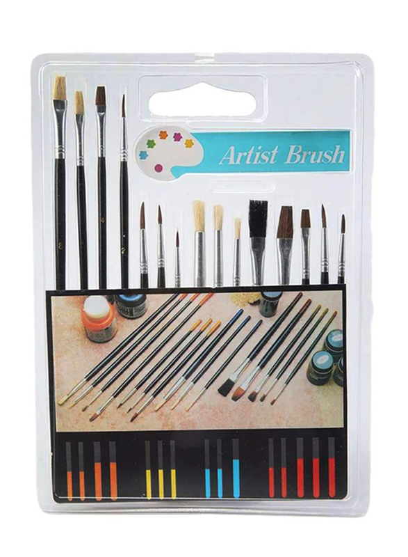 15-Piece Artist Brush Set, Multicolor