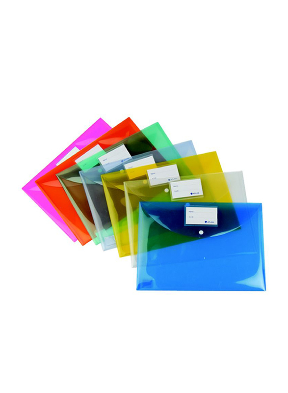 Atlas Plastic Folder with Card Tag Holder, 7 Pieces, Multicolor