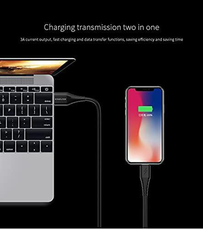 Golf Space 1-Meter Lightning USB Cable, USB Type A to Lightning 3A Fast Charging Data Cable for Apple Devices, SL-01I, Black